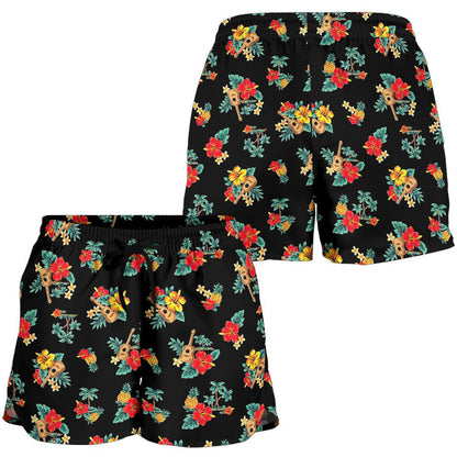 Hawaiian Flower Themed Print Women Shorts-JTAMIGO.COM