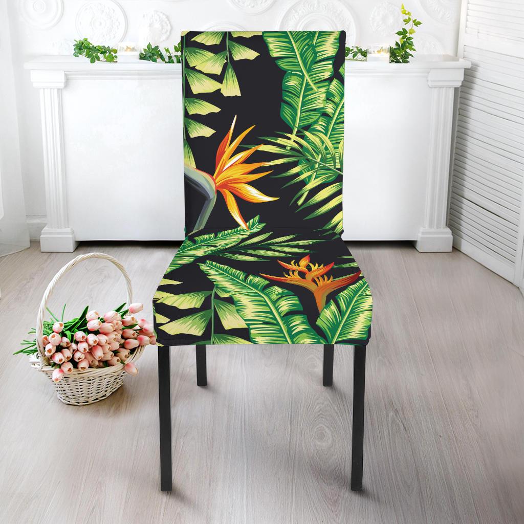 Hawaiian Flower Tropical Palm Leaves Dining Chair Slipcover-JTAMIGO.COM