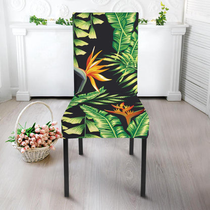 Hawaiian Flower Tropical Palm Leaves Dining Chair Slipcover-JTAMIGO.COM