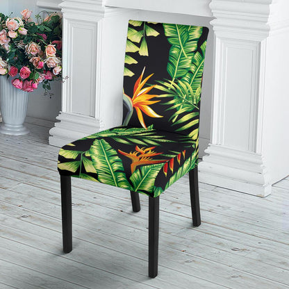 Hawaiian Flower Tropical Palm Leaves Dining Chair Slipcover-JTAMIGO.COM