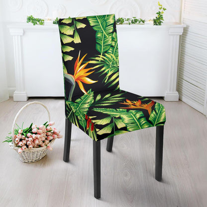 Hawaiian Flower Tropical Palm Leaves Dining Chair Slipcover-JTAMIGO.COM