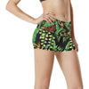 Hawaiian Flower Tropical Palm Leaves High Waisted Spandex Shorts-JTAMIGO.COM