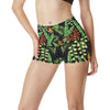 Hawaiian Flower Tropical Palm Leaves High Waisted Spandex Shorts-JTAMIGO.COM