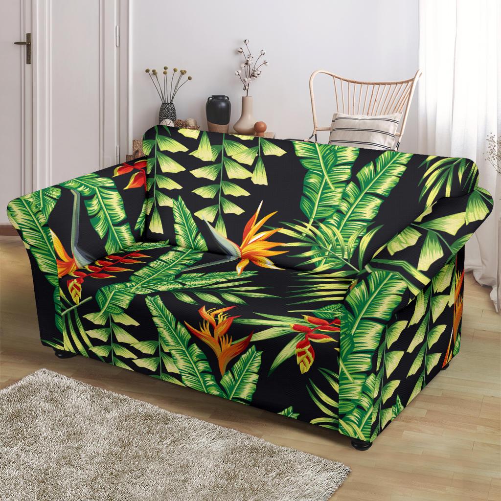 Hawaiian Flower Tropical Palm Leaves Loveseat Slipcover-JTAMIGO.COM