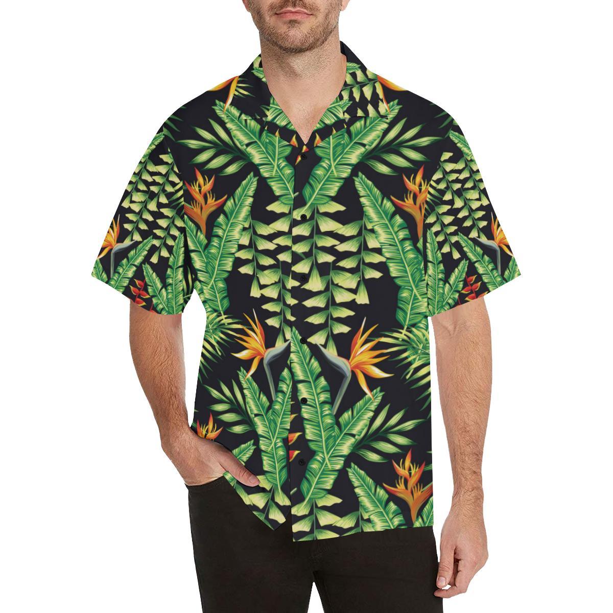 Hawaiian Flower Tropical Palm Leaves Men Aloha Hawaiian Shirt
