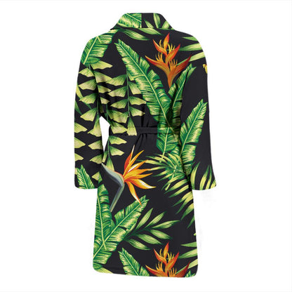 Hawaiian Flower Tropical Palm Leaves Men Bath Robe-JTAMIGO.COM