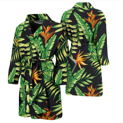 Hawaiian Flower Tropical Palm Leaves Men Bath Robe-JTAMIGO.COM