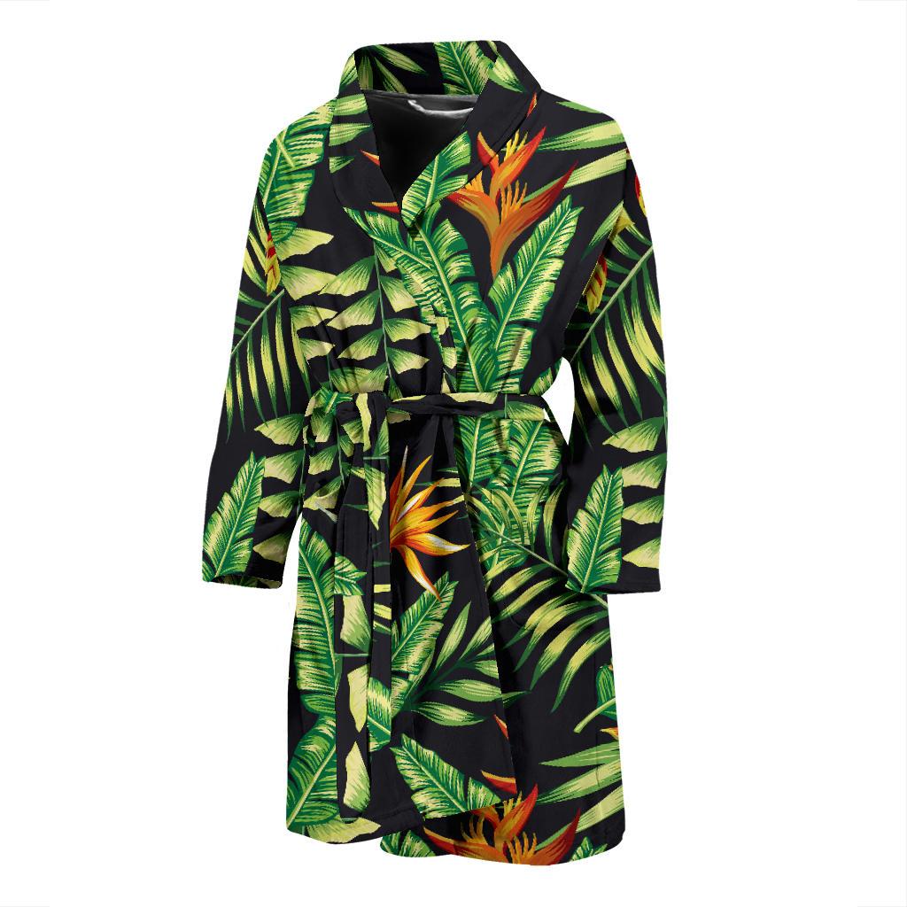 Hawaiian Flower Tropical Palm Leaves Men Bath Robe-JTAMIGO.COM