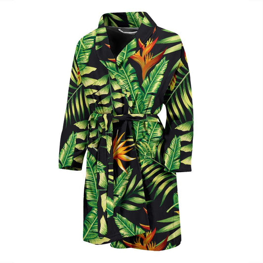 Hawaiian Flower Tropical Palm Leaves Men Bath Robe-JTAMIGO.COM