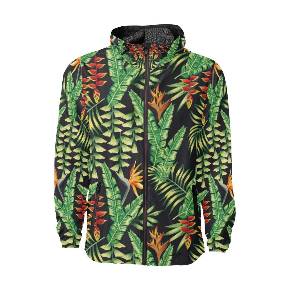 Hawaiian Flower Tropical Palm Leaves Men Windbreaker Jacket-JTAMIGO.COM
