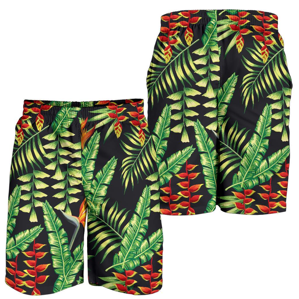 Hawaiian Flower Tropical Palm Leaves Mens Shorts-JTAMIGO.COM