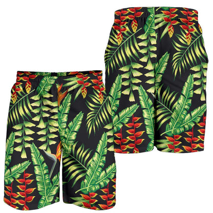 Hawaiian Flower Tropical Palm Leaves Mens Shorts-JTAMIGO.COM