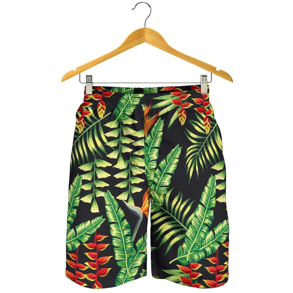 Hawaiian Flower Tropical Palm Leaves Mens Shorts-JTAMIGO.COM