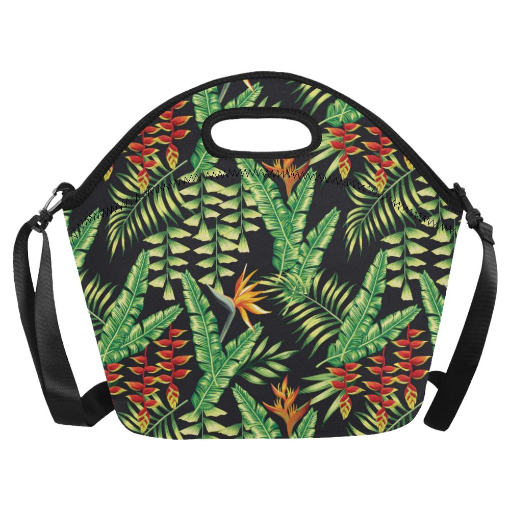 Hawaiian Flower Tropical Palm Leaves Neoprene Lunch Bag (Model 1669)(Large)-JTAMIGO.COM