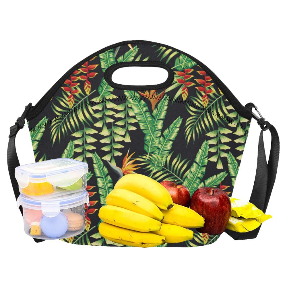 Hawaiian Flower Tropical Palm Leaves Neoprene Lunch Bag (Model 1669)(Large)-JTAMIGO.COM