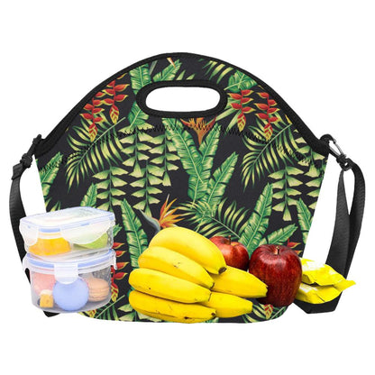 Hawaiian Flower Tropical Palm Leaves Neoprene Lunch Bag (Model 1669)(Large)-JTAMIGO.COM