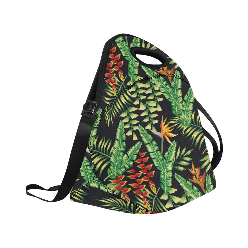 Hawaiian Flower Tropical Palm Leaves Neoprene Lunch Bag (Model 1669)(Large)-JTAMIGO.COM