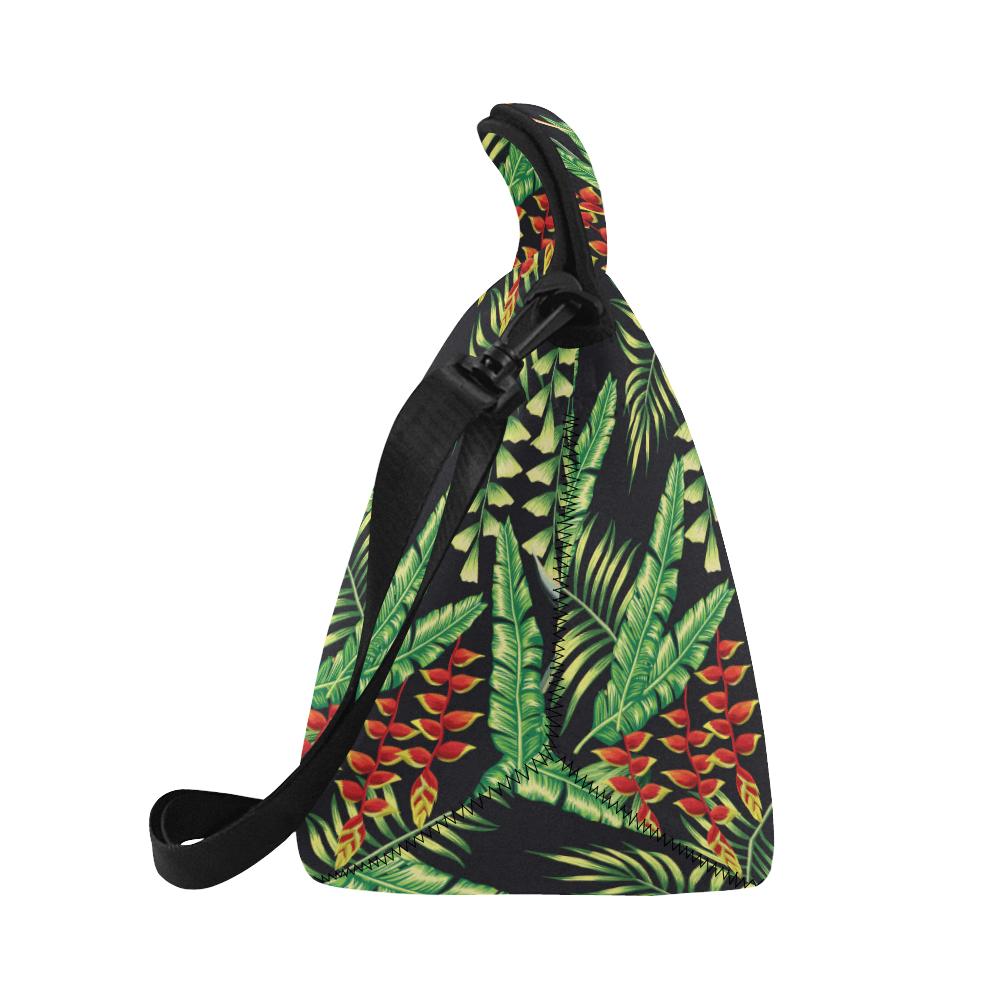 Hawaiian Flower Tropical Palm Leaves Neoprene Lunch Bag (Model 1669)(Large)-JTAMIGO.COM