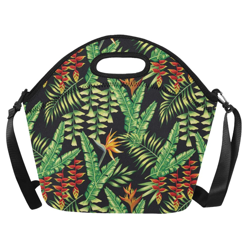 Hawaiian Flower Tropical Palm Leaves Neoprene Lunch Bag (Model 1669)(Large)-JTAMIGO.COM