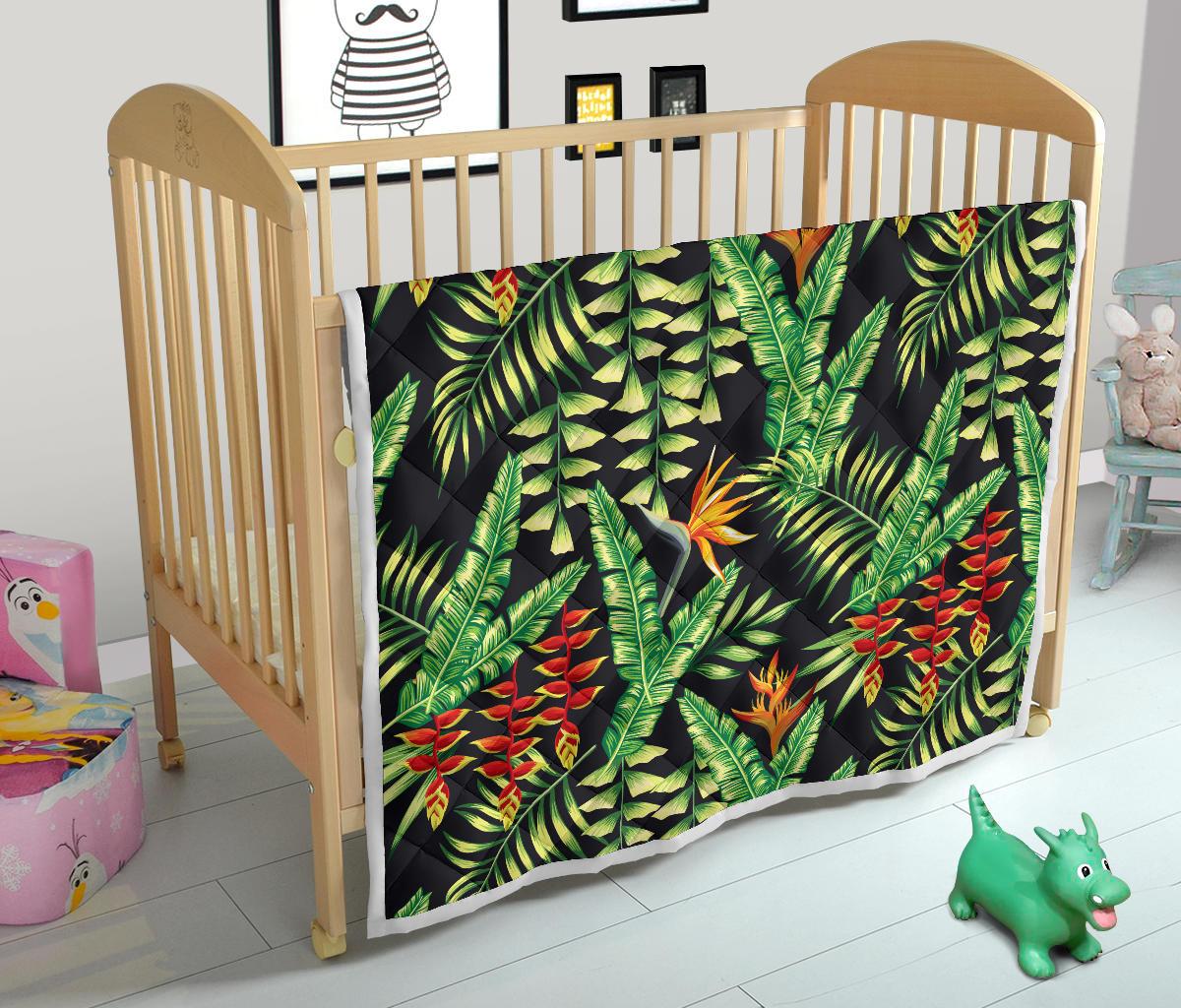 Hawaiian Flower Tropical Palm Leaves Premium Quilt-JTAMIGO.COM
