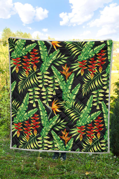 Hawaiian Flower Tropical Palm Leaves Premium Quilt-JTAMIGO.COM