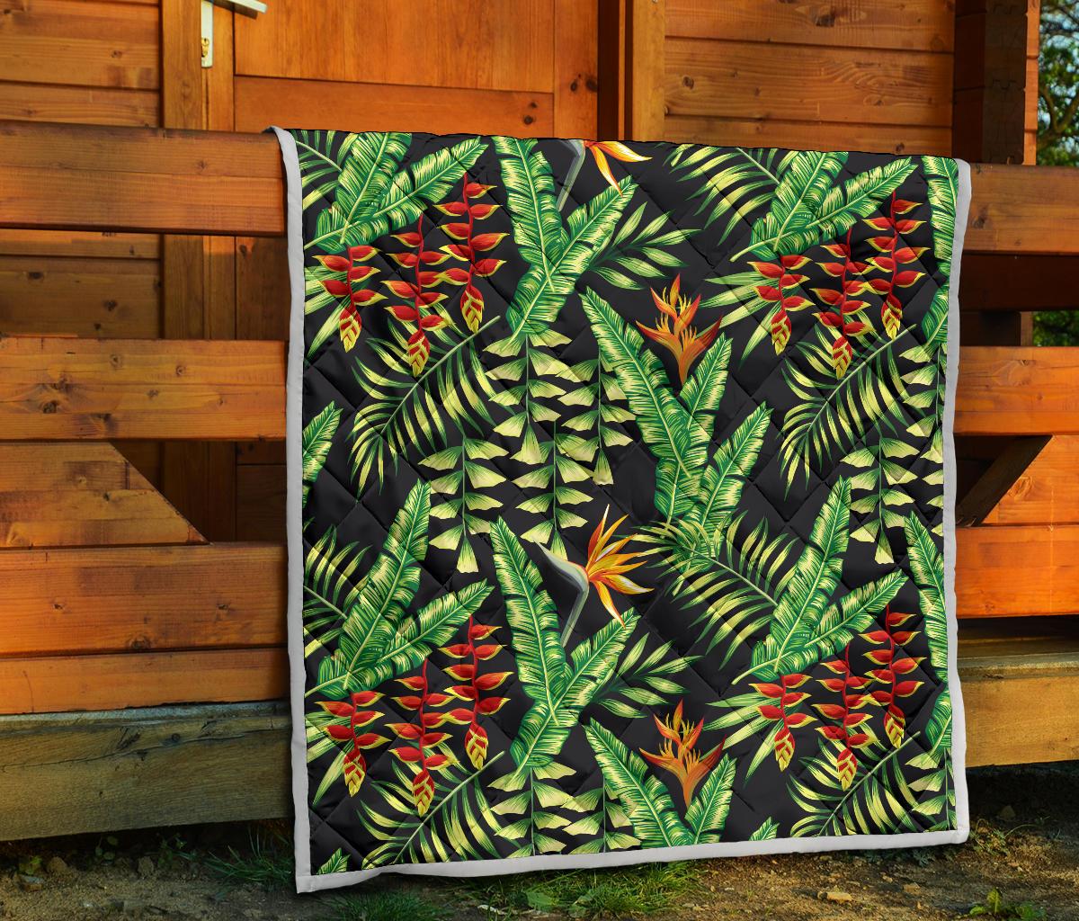 Hawaiian Flower Tropical Palm Leaves Premium Quilt-JTAMIGO.COM