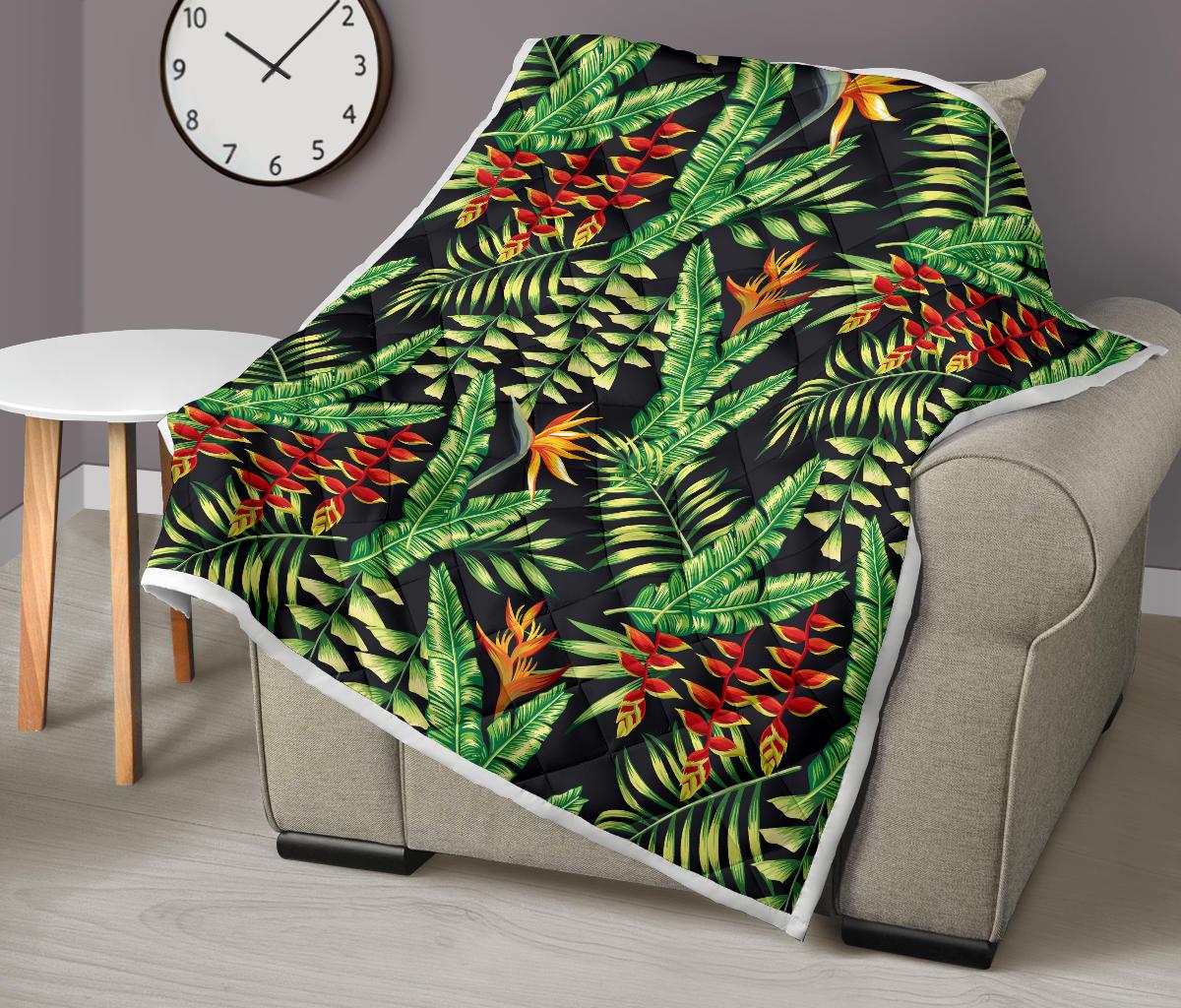 Hawaiian Flower Tropical Palm Leaves Premium Quilt-JTAMIGO.COM