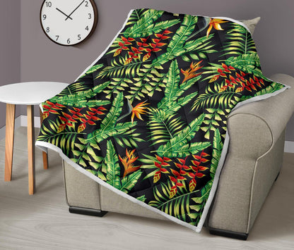 Hawaiian Flower Tropical Palm Leaves Premium Quilt-JTAMIGO.COM