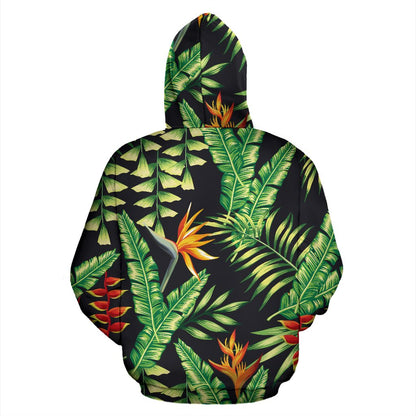 Hawaiian Flower Tropical Palm Leaves Pullover Hoodie