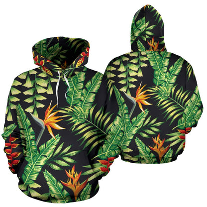 Hawaiian Flower Tropical Palm Leaves Pullover Hoodie
