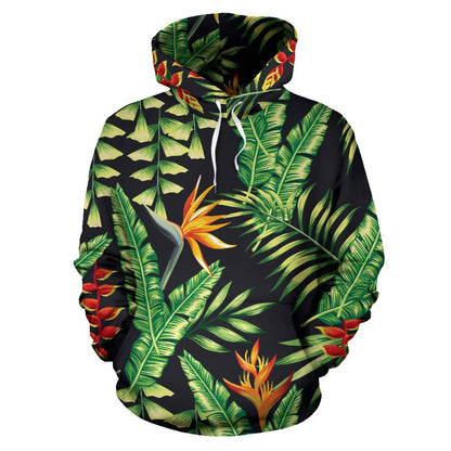 Hawaiian Flower Tropical Palm Leaves Pullover Hoodie