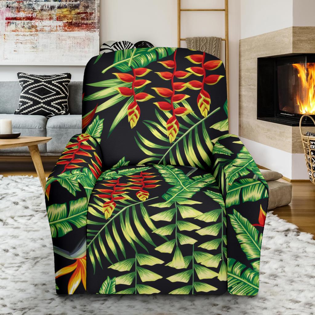 Hawaiian Flower Tropical Palm Leaves Single Sofa Slipcover -JTAMIGO.COM
