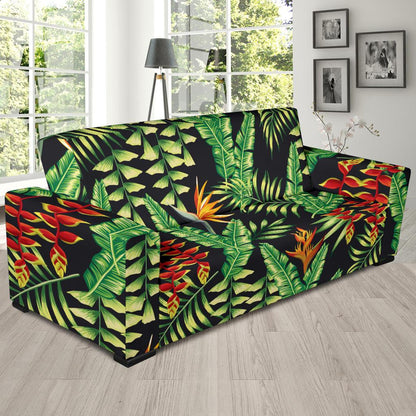 Hawaiian Flower Tropical Palm Leaves Sofa Slipcover-JTAMIGO.COM