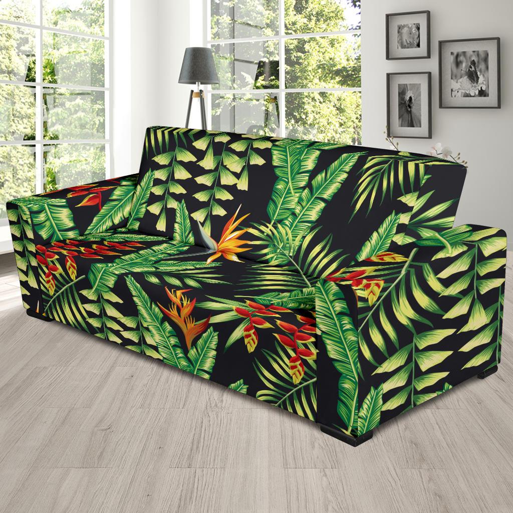 Hawaiian Flower Tropical Palm Leaves Sofa Slipcover-JTAMIGO.COM