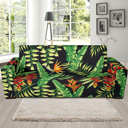 Hawaiian Flower Tropical Palm Leaves Sofa Slipcover-JTAMIGO.COM