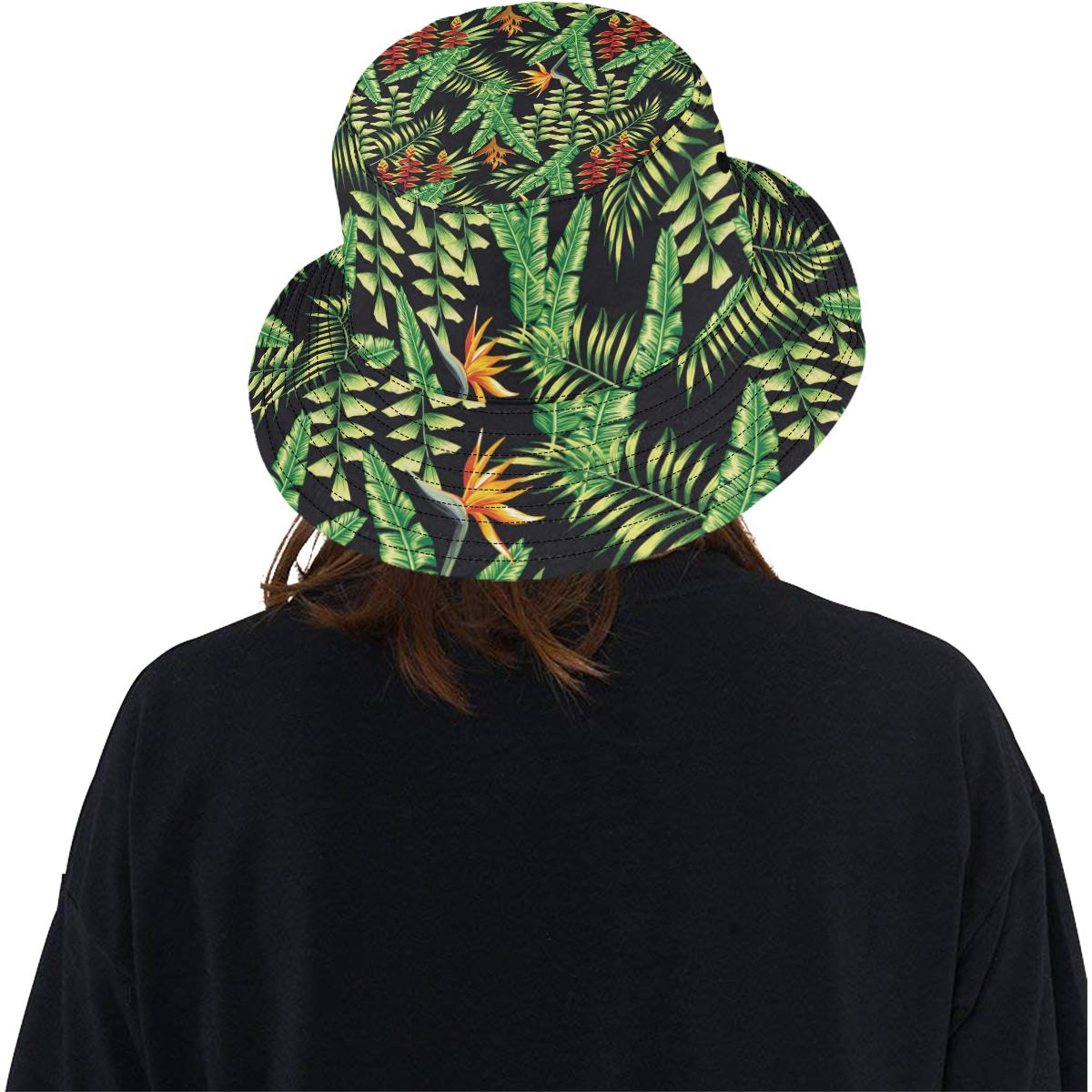 Hawaiian Flower Tropical Palm Leaves Unisex Bucket Hat