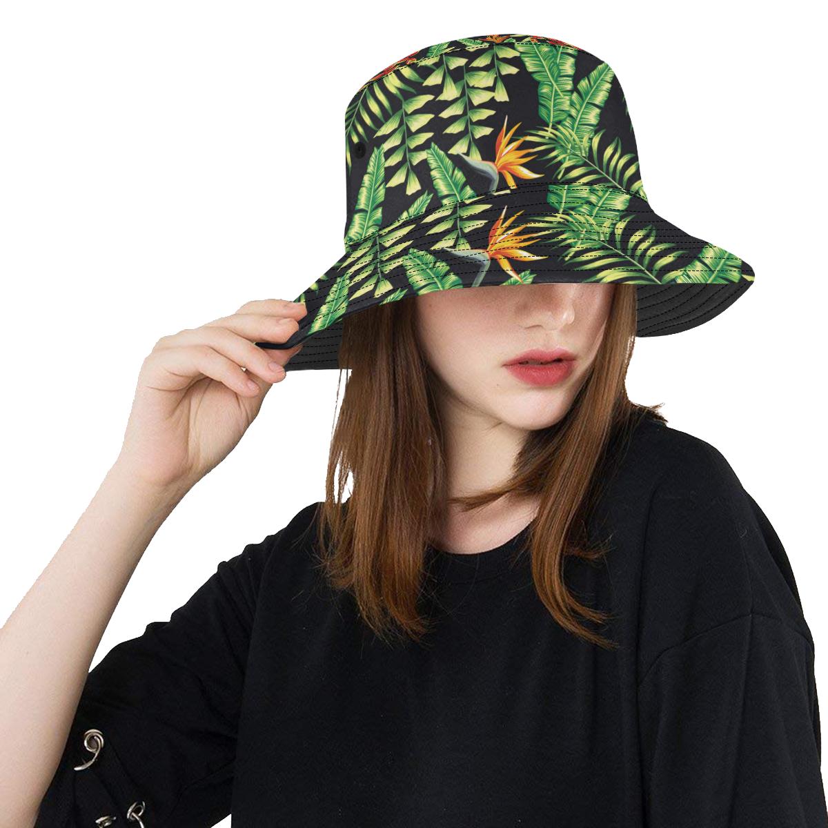 Hawaiian Flower Tropical Palm Leaves Unisex Bucket Hat