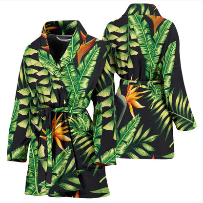Hawaiian Flower Tropical Palm Leaves Women Bath Robe-JTAMIGO.COM