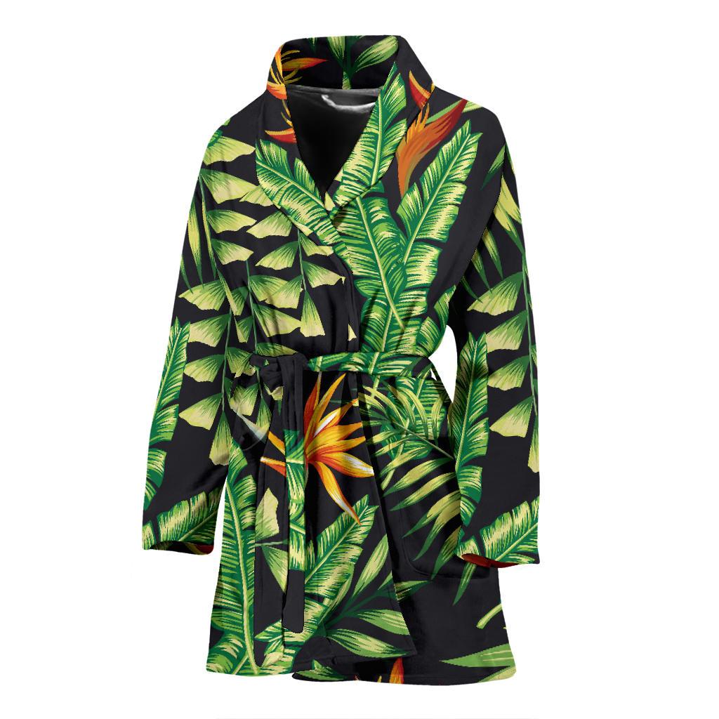 Hawaiian Flower Tropical Palm Leaves Women Bath Robe-JTAMIGO.COM