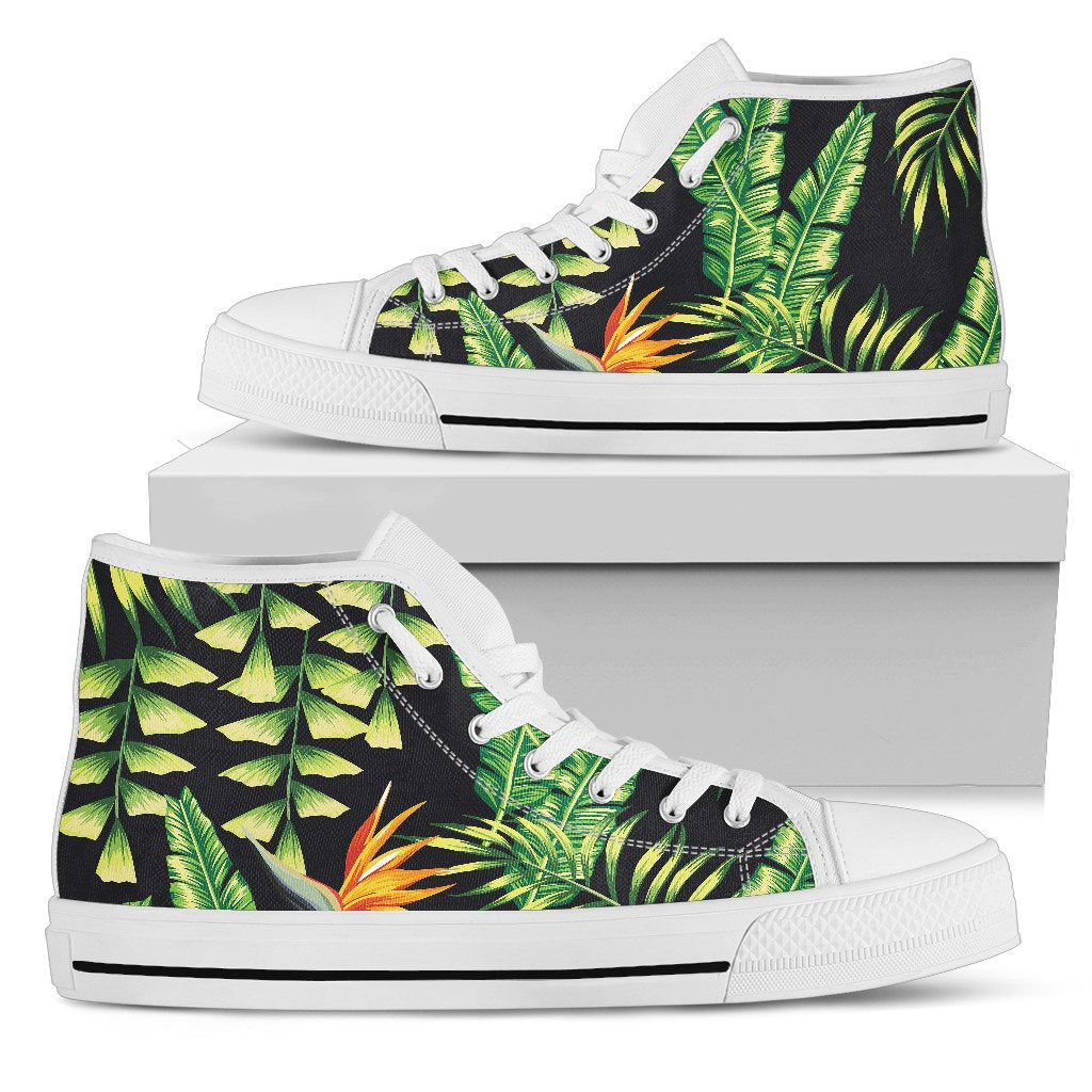 Hawaiian Flower Tropical Palm Leaves Women High Top Shoes