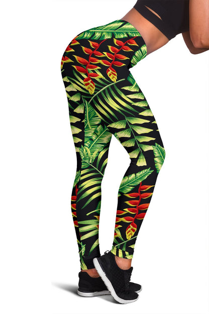 Hawaiian Flower Tropical Palm Leaves Women Leggings