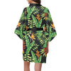 Hawaiian Flower Tropical Palm Leaves Women Short Kimono Robe