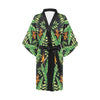 Hawaiian Flower Tropical Palm Leaves Women Short Kimono Robe