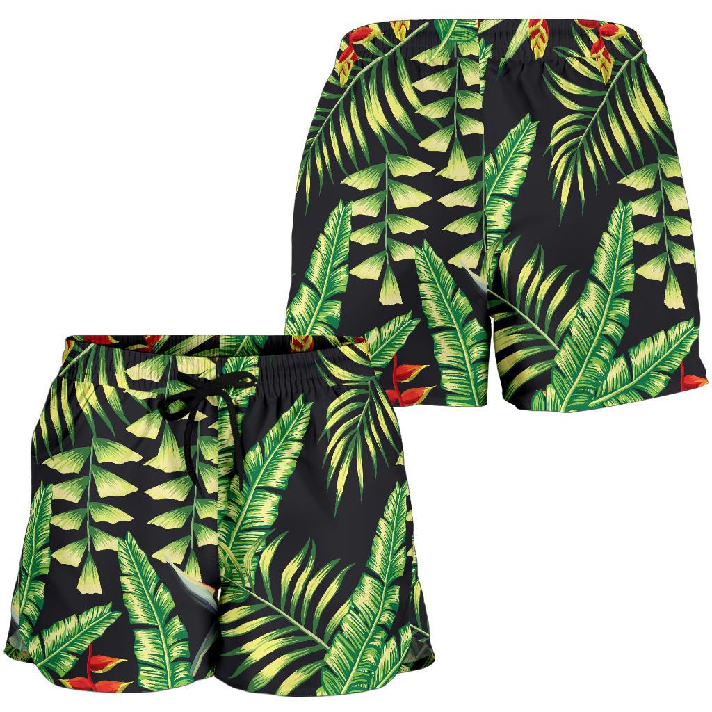 Hawaiian Flower Tropical Palm Leaves Women Shorts-JTAMIGO.COM