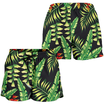 Hawaiian Flower Tropical Palm Leaves Women Shorts-JTAMIGO.COM