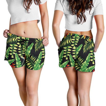 Hawaiian Flower Tropical Palm Leaves Women Shorts-JTAMIGO.COM