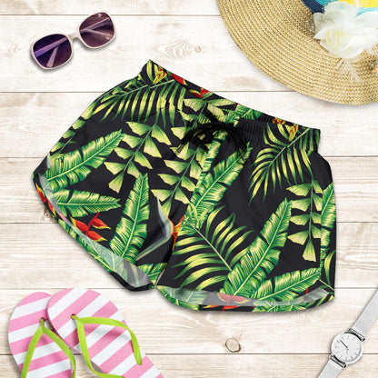 Hawaiian Flower Tropical Palm Leaves Women Shorts-JTAMIGO.COM