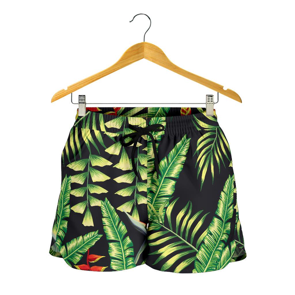 Hawaiian Flower Tropical Palm Leaves Women Shorts-JTAMIGO.COM