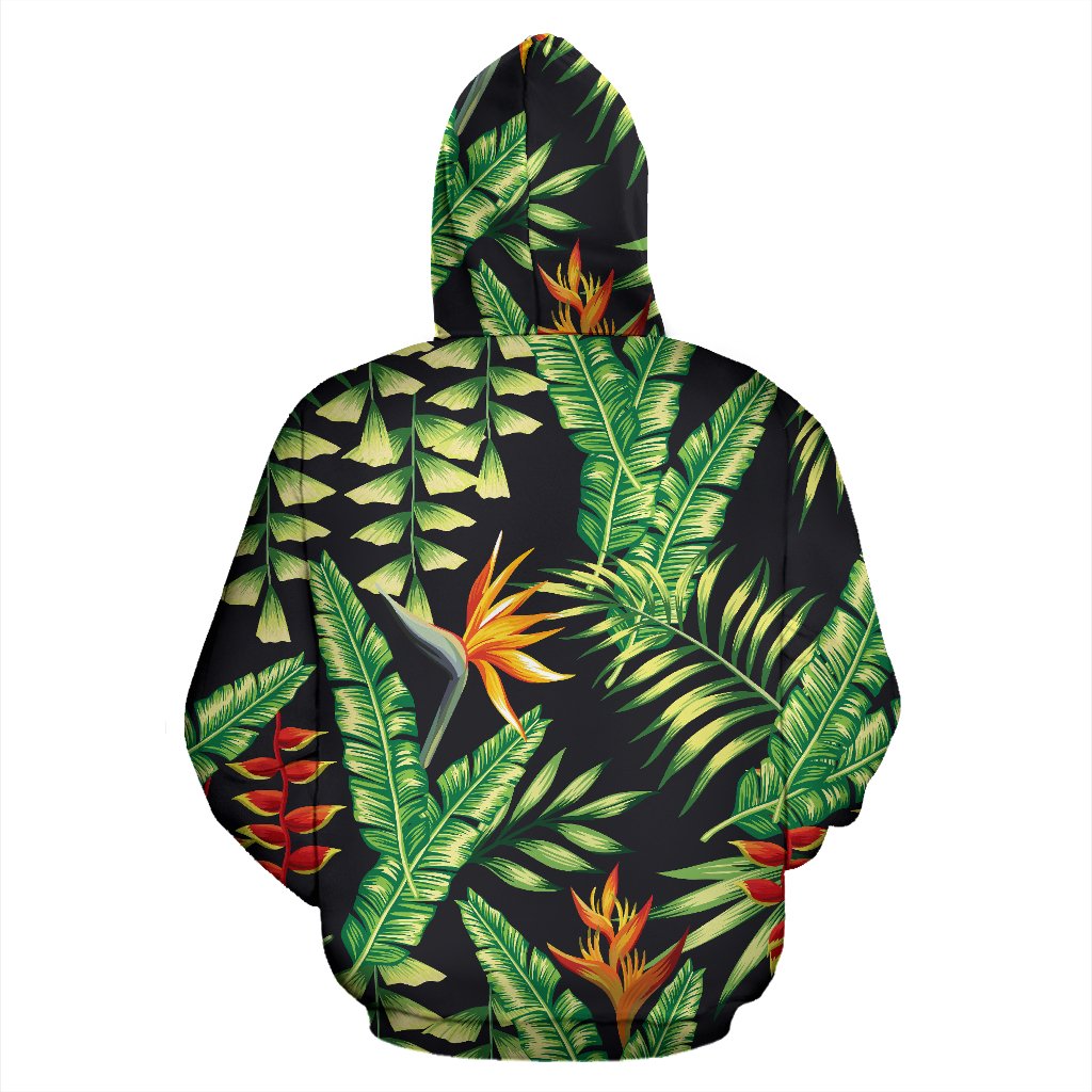 Hawaiian Flower Tropical Palm Leaves Zip Up Hoodie