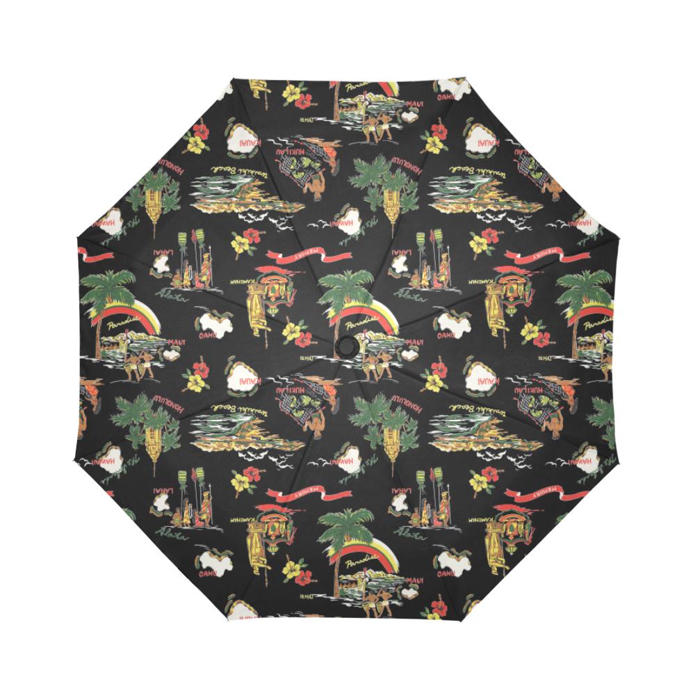 Hawaiian Island Themed Print Automatic Foldable Umbrella